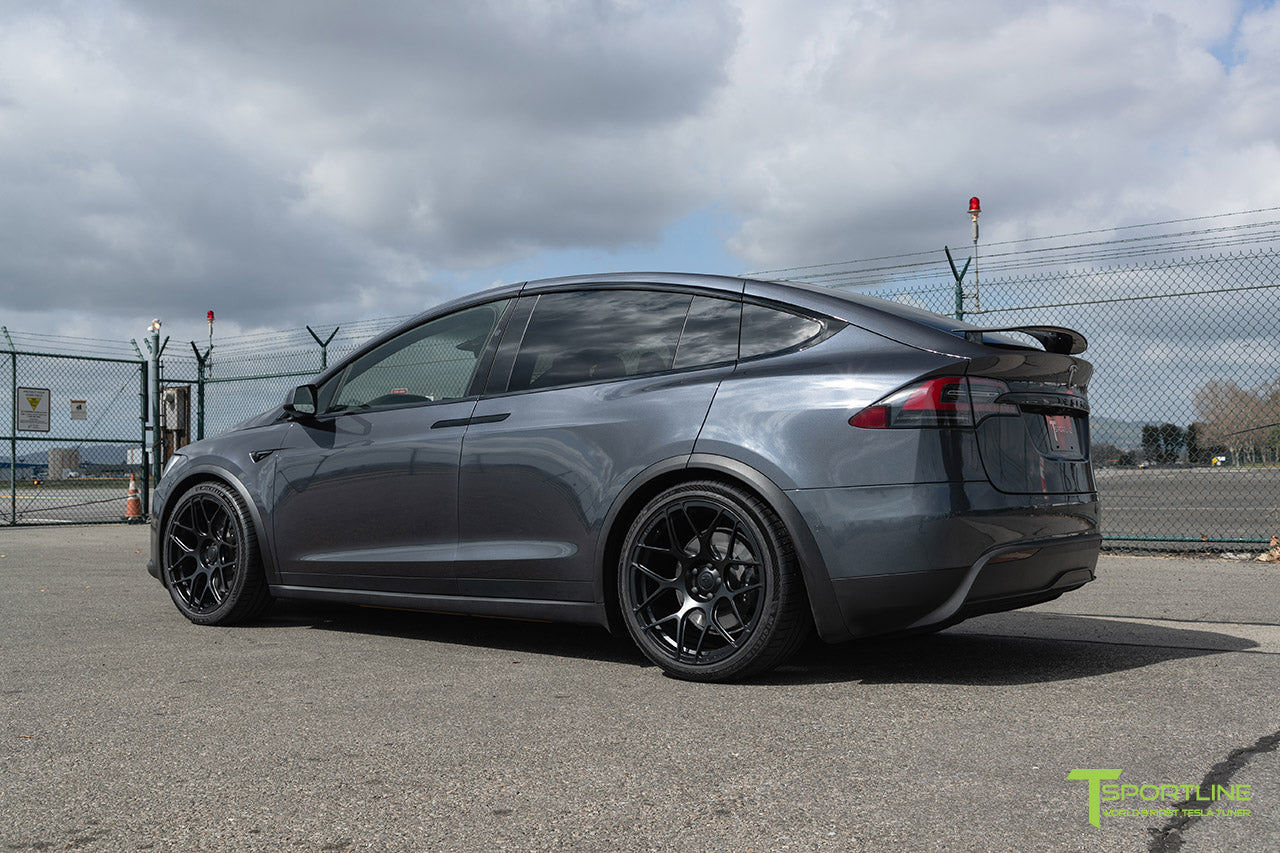 Midnight Silver Metallic Tesla Model X with 22" MX117 Forged Tesla Wheels