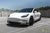 Pearl White Tesla Model 3 with Carbon Fiber Front Apron (Lip/Splitter), Side Skirts, Rear Diffuser, Executive Trunk Wing Lip Spoiler by T Sportline