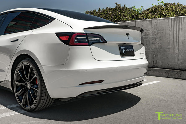 Pearl White Tesla Model 3 with Carbon Fiber Front Apron (Lip/Splitter ...