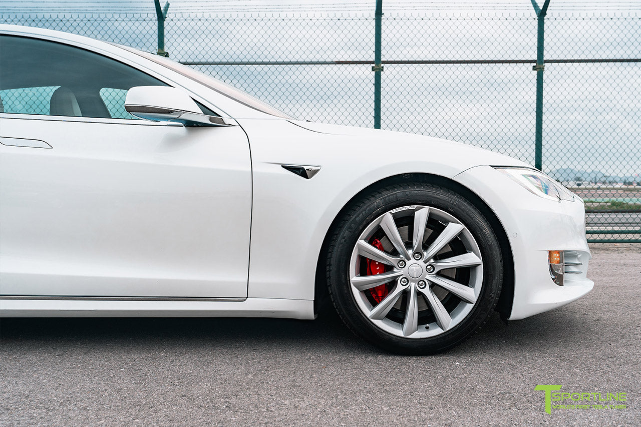 Pearl White Tesla Model S with Brilliant Silver 19" TST Flow Forged Wheels by T Sportline