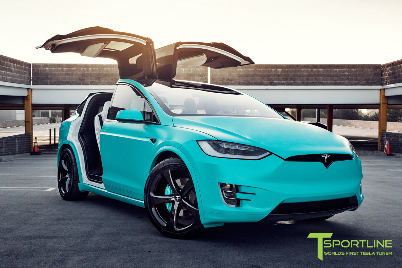 Tiffany Blue Tesla Model X with 22" MX5