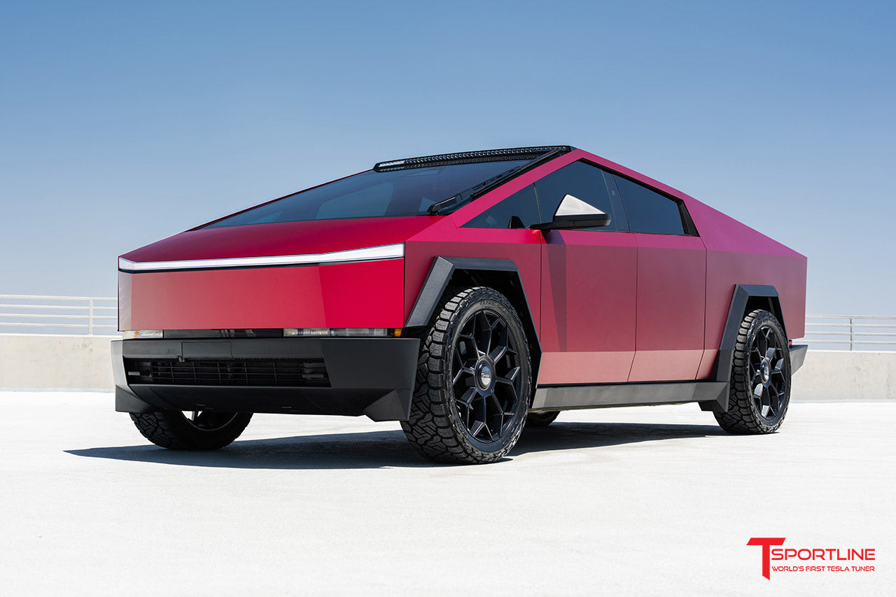 PurePPF Satin Frozen Ruby Tesla Cybertruck with 24" TC8 Forged Wheels
