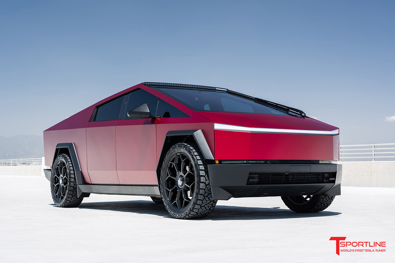 PurePPF Satin Frozen Ruby Tesla Cybertruck with 24" TC8 Forged Wheels