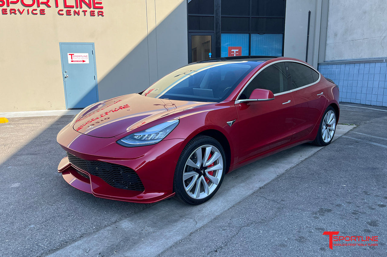 Red Multi-Coat Tesla Model 3 with TMaxx Aero Sport Body Kit