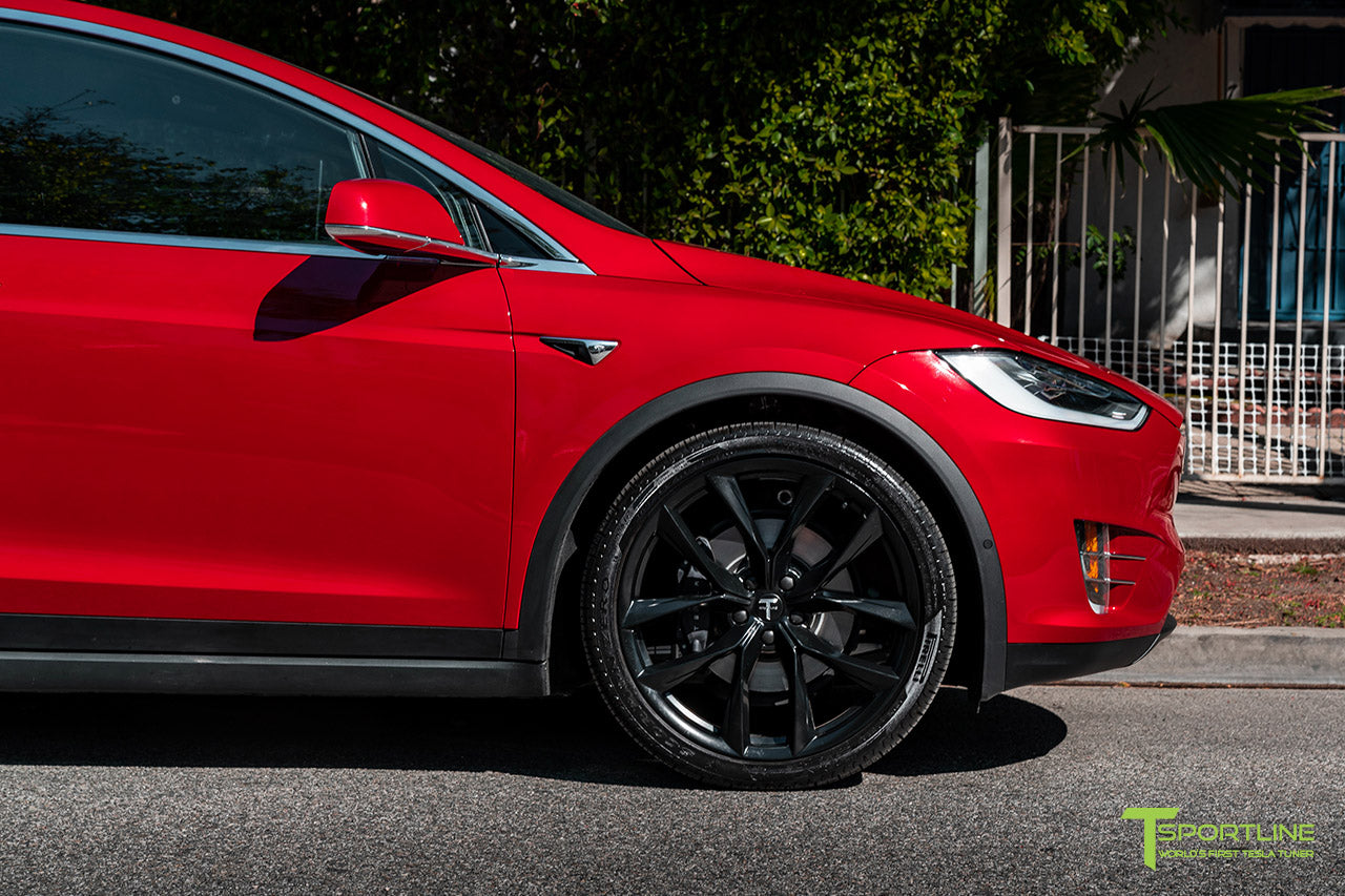 Red Multi Coat Tesla Model X With 22 Tss Flow Forged Wheels In Matte T Sportline Tesla