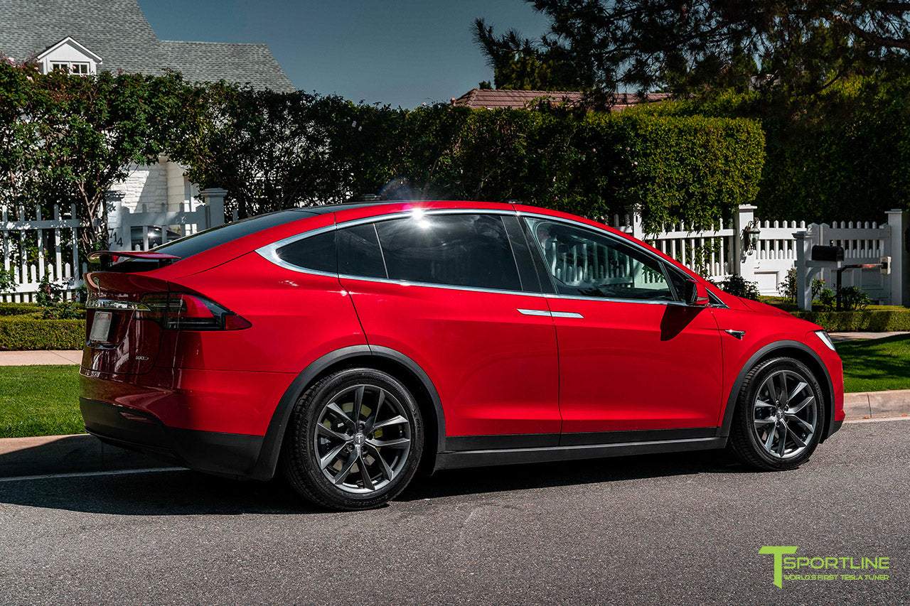 Red Multi-Coat Tesla Model X with 20" TSS Flow Forged Wheels in Space Gray by T Sportline 