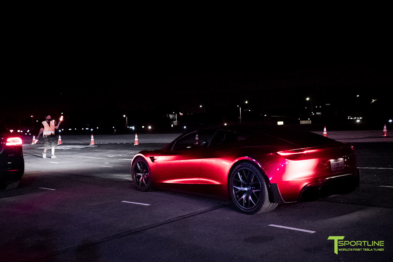 Tesla Roadster Unveiling Photos in Red Multi-Coat and Midnight Silver Metallic with Interior by T Sportline