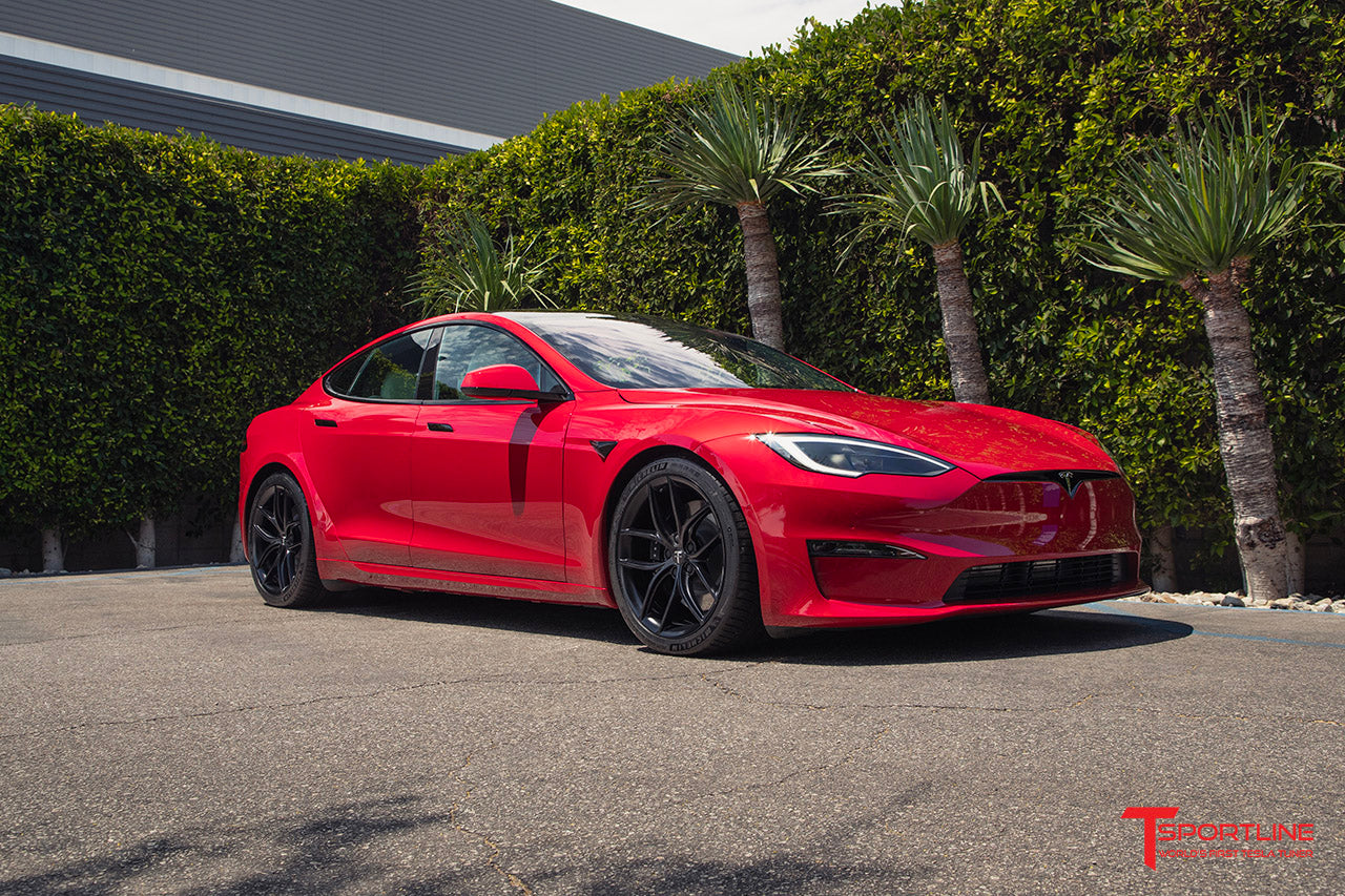 Tesla Model S Red With Black Rims