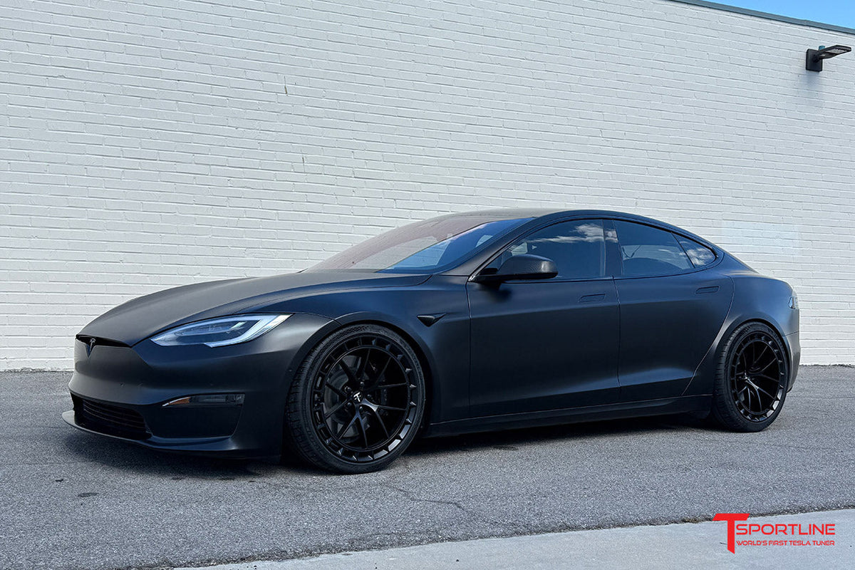 Tesla Rims Custom Satin Black Tesla Model S Plaid with TSW115A Aero 21