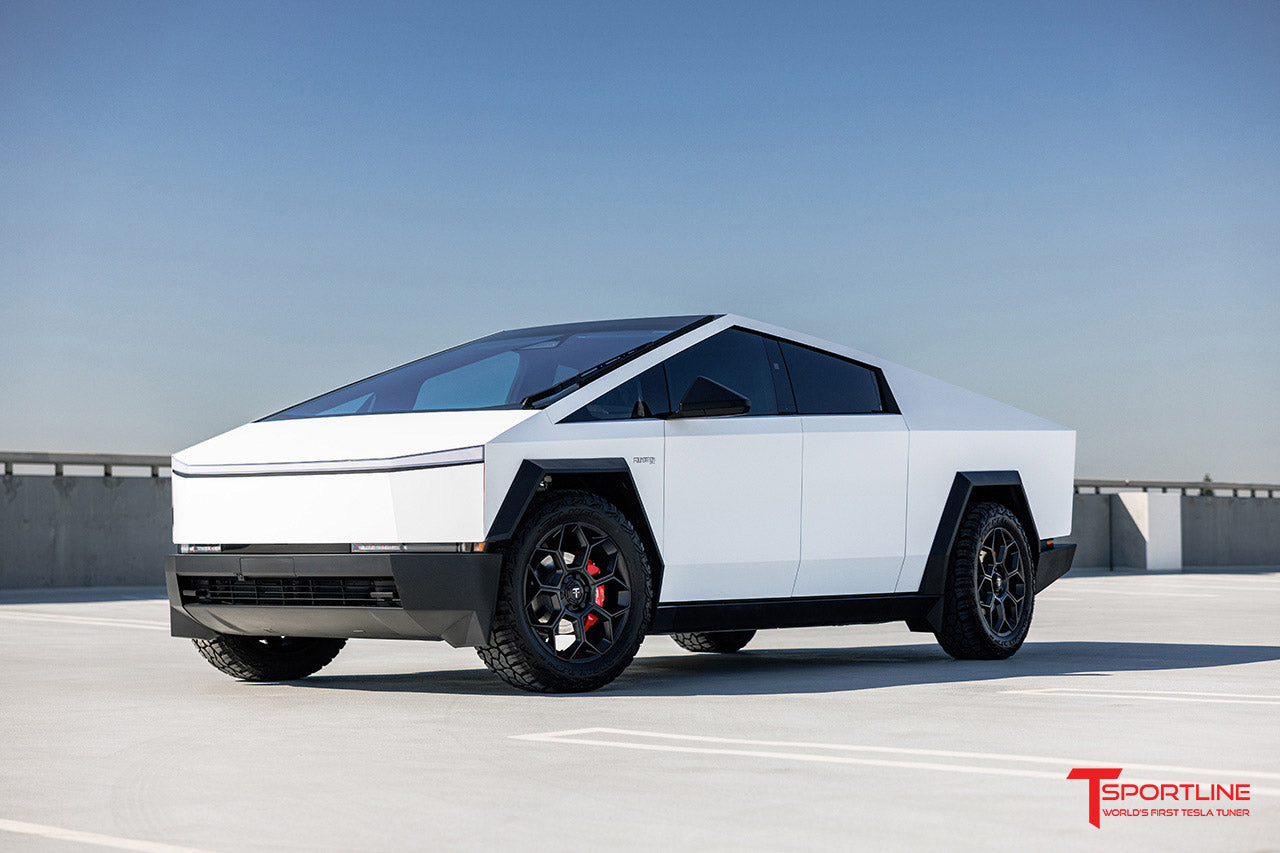 3M Satin White Tesla Cybertruck with 22