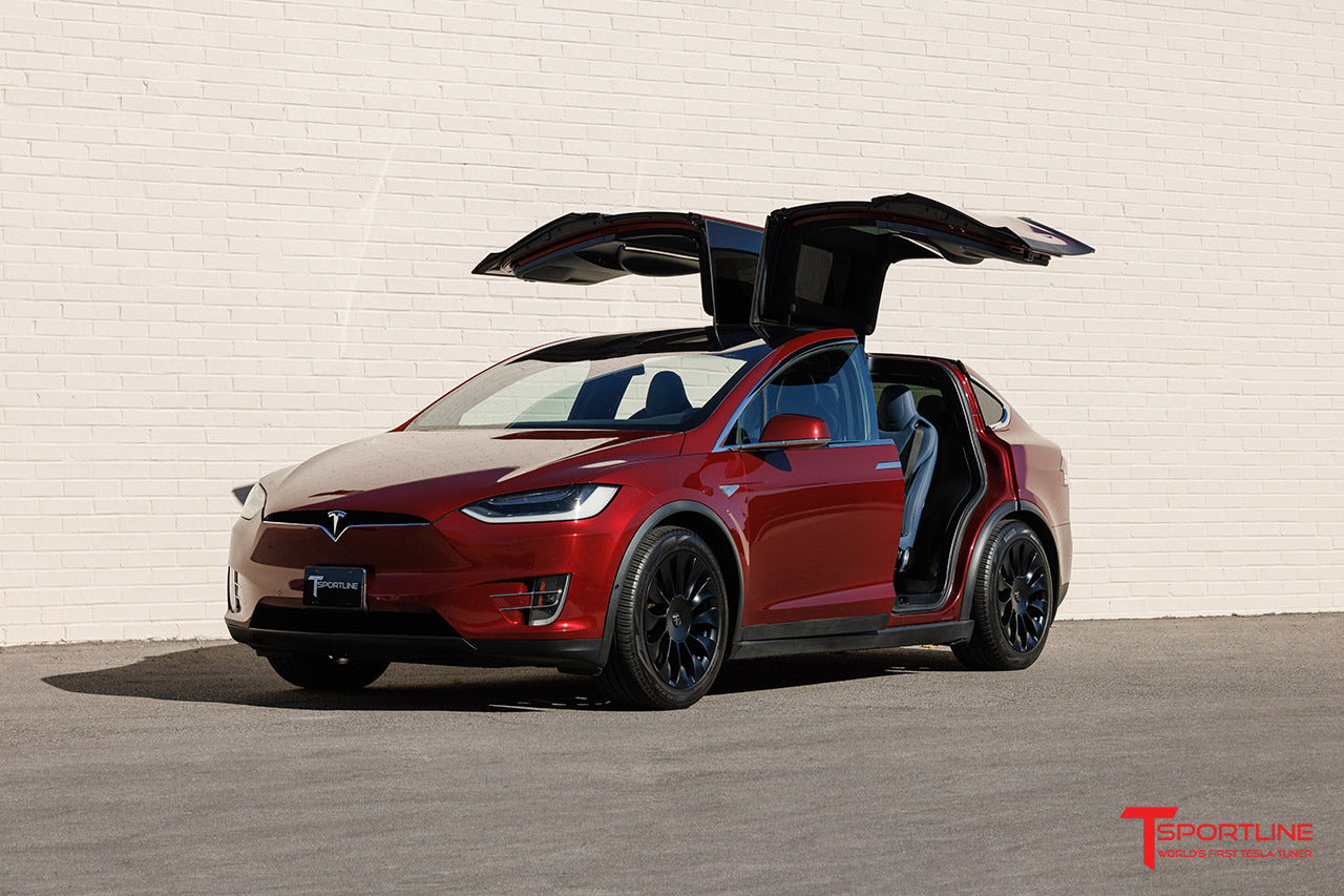 Signature Red Tesla Model X with 20" TSV Wheels