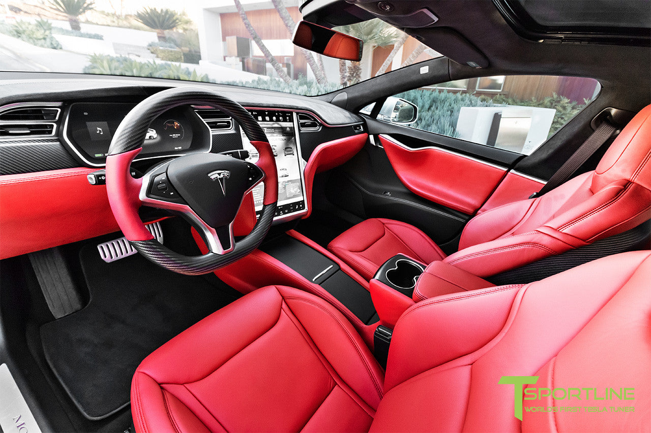 Tesla Model S with Matte Carbon Fiber Steering Wheel 