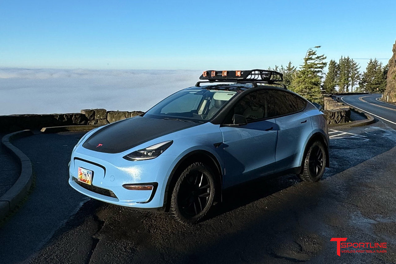 Smurf Blue Tesla Model Y Overland with 18" TSS Wheels