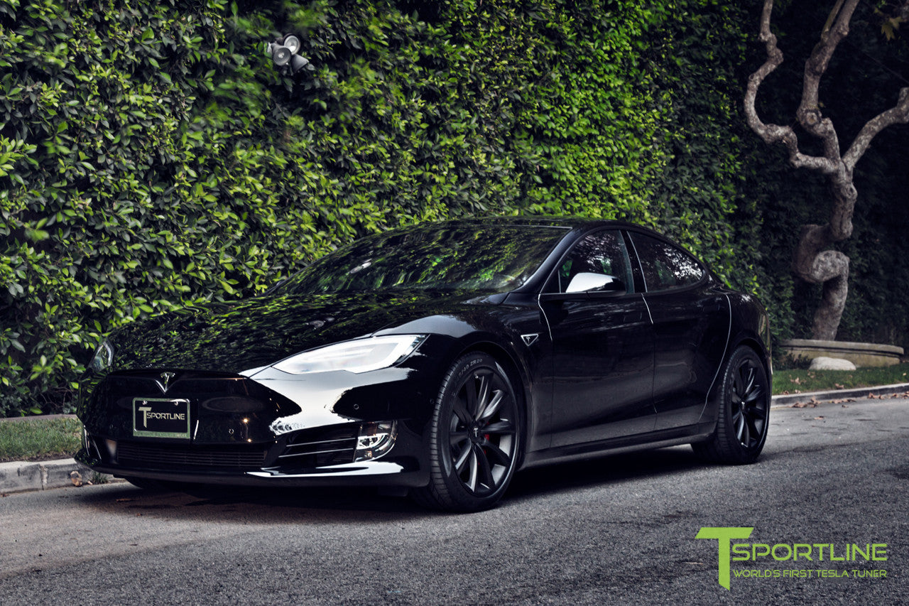 Black Model S 2.0 with 20" TST Tesla Wheel in Matte Black 
