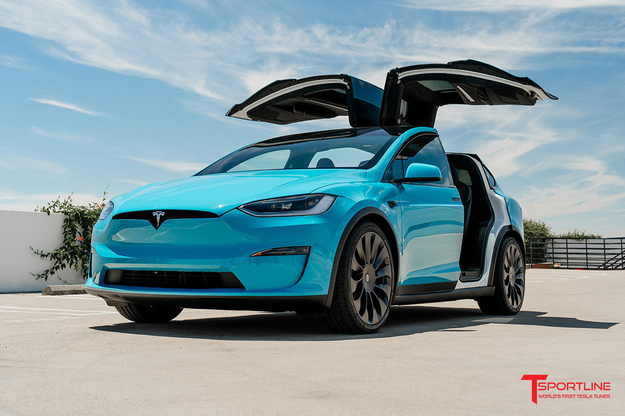 Stek Miami Blue Model X with 22" TSV Wheels
