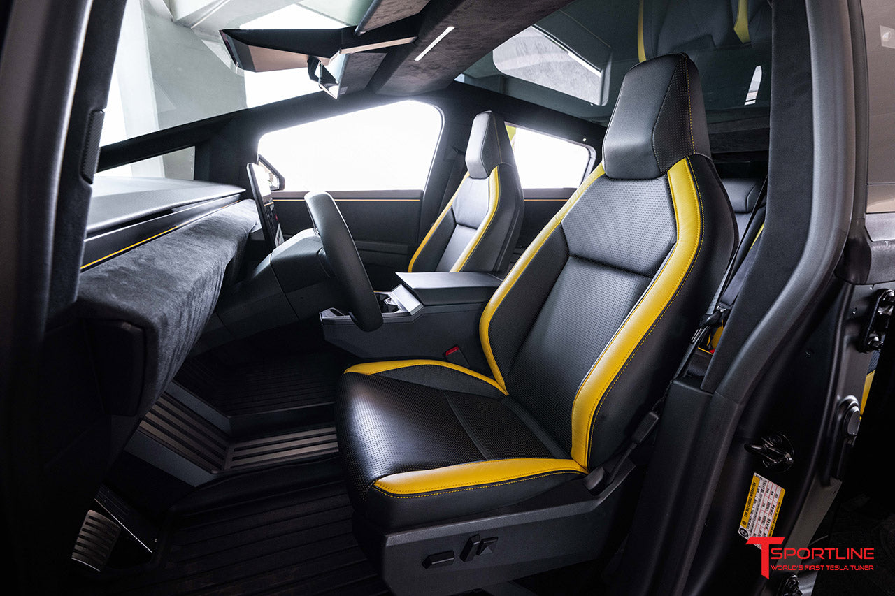 Tesla Cybertruck Black and Yellow Custom Interior