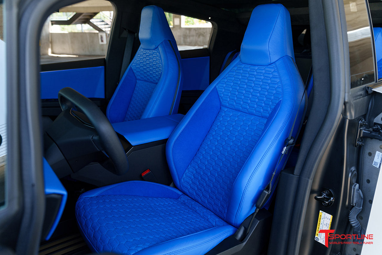 Tesla Cybertruck Blue Leather Interior