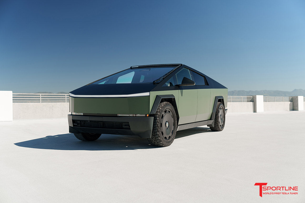 TMaxx Matte Pin Green & Satin Black Two-Tone Tesla Cybertruck with 22" CTM Wheels