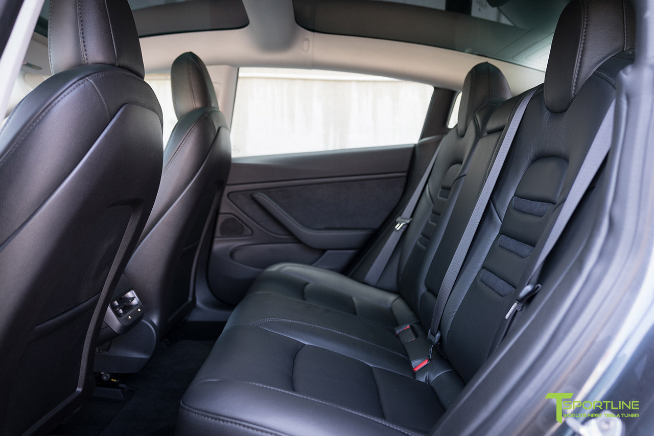 Tesla Model 3 Seat Upgrade Kit Black Vegan Leather in Insignia design - T  Sportline - Tesla Model S, 3, X & Y Accessories