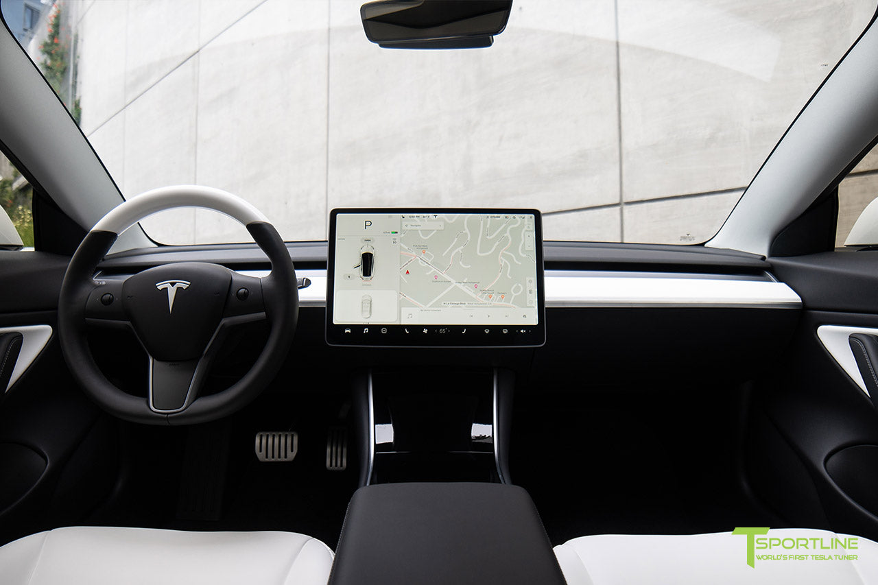 Tesla Model 3 Premium White Steering Wheel by T Sportline