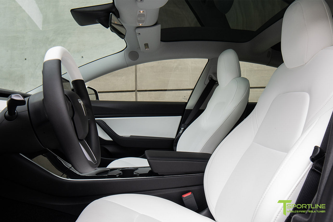 Tesla Model 3 Premium White Steering Wheel by T Sportline
