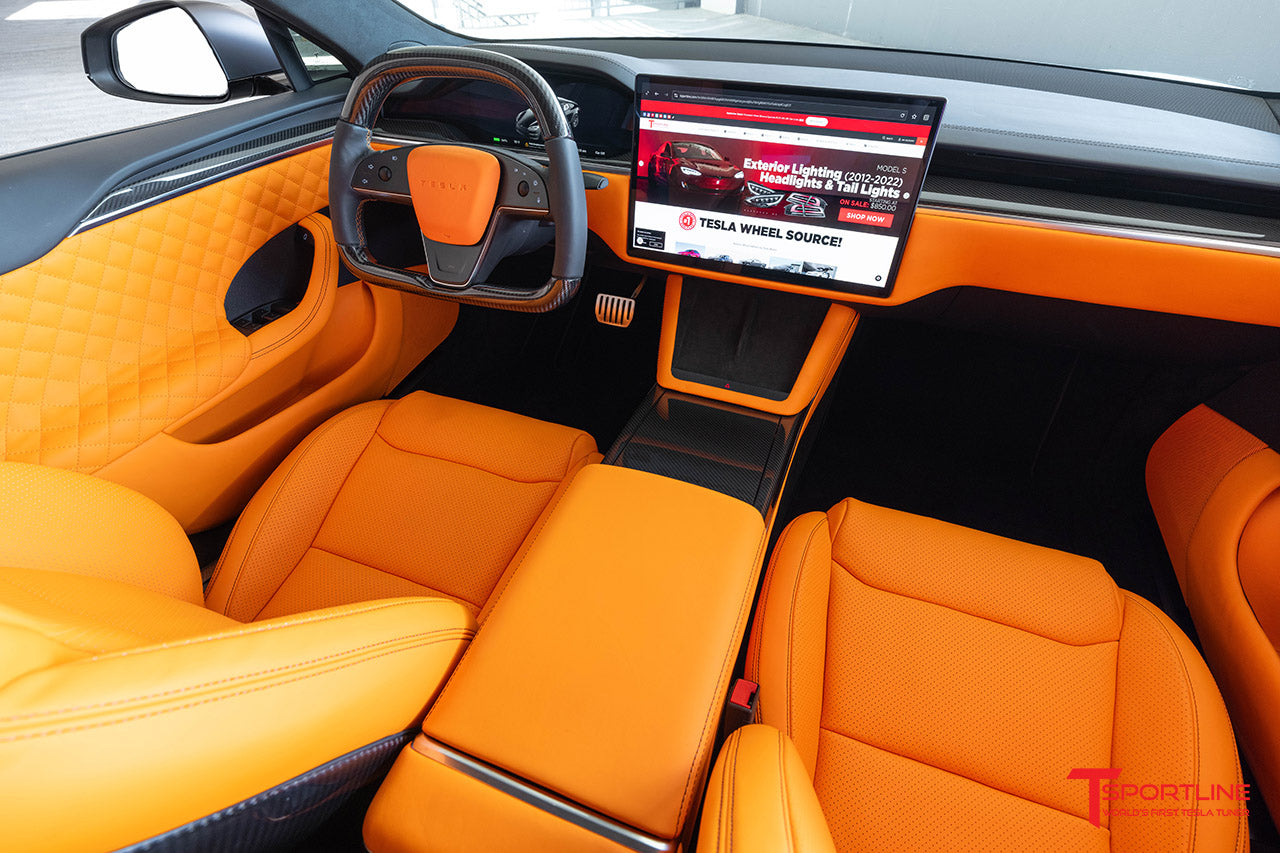 Tesla Model S with Lamborghini Orange Interior