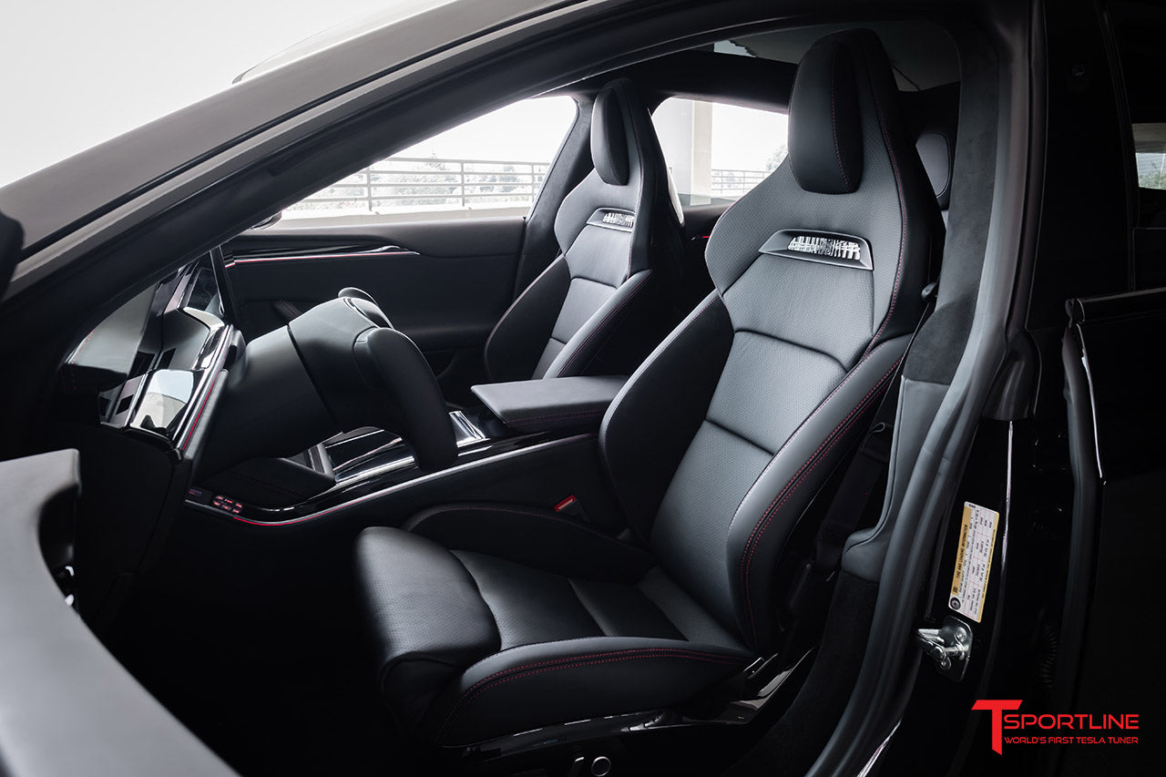Custom Tesla Model S Plaid Ferrari Black & Black Alcantara Interior with Piano Black Decor