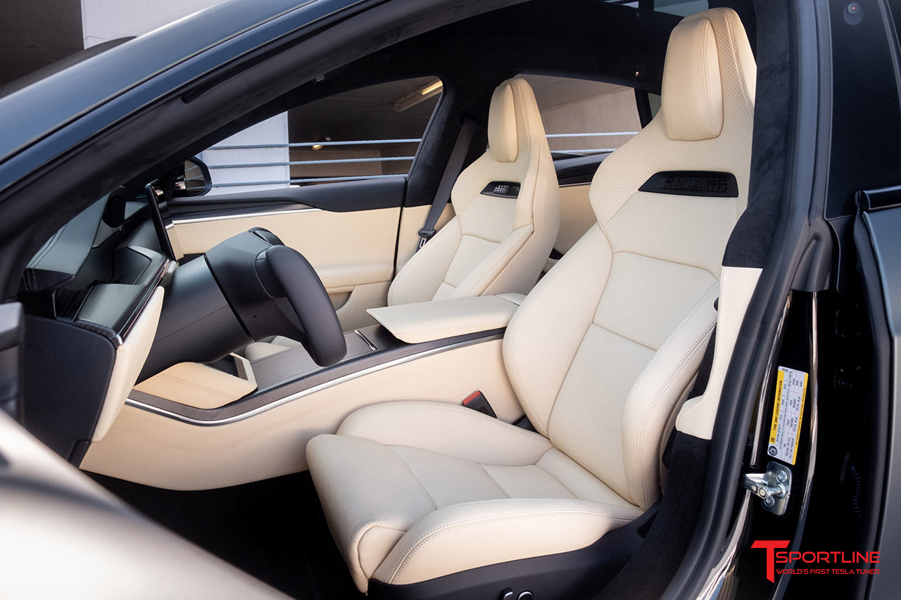 Tesla Model S Plaid Custom Ferrari Crema Interior