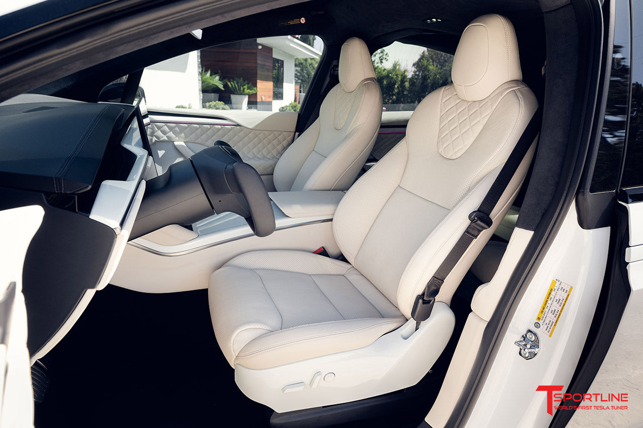 Tesla Model X Plaid Final Edition Custom Bentley Linen Leather Interior