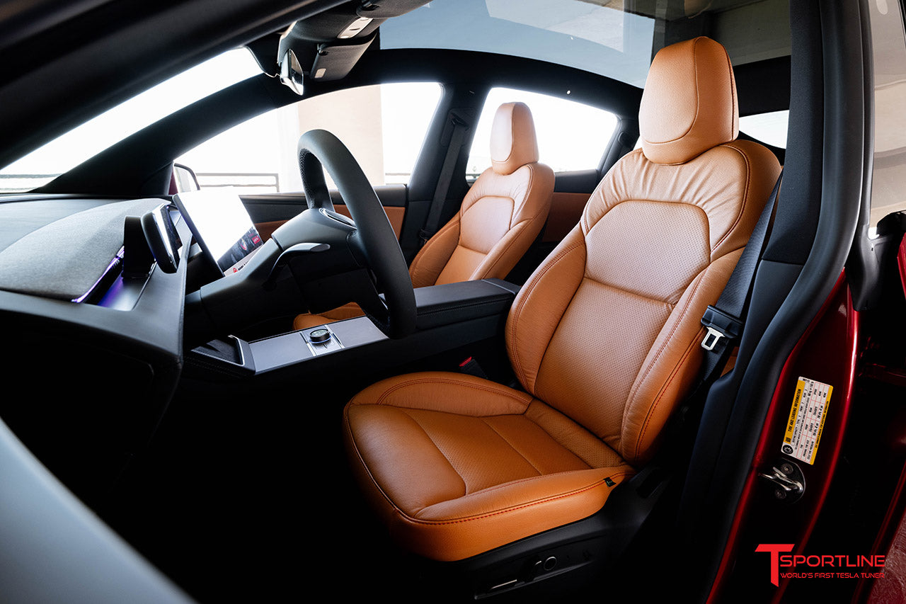 Tesla Model Y Juniper Autumn Leather Interior Upgrade