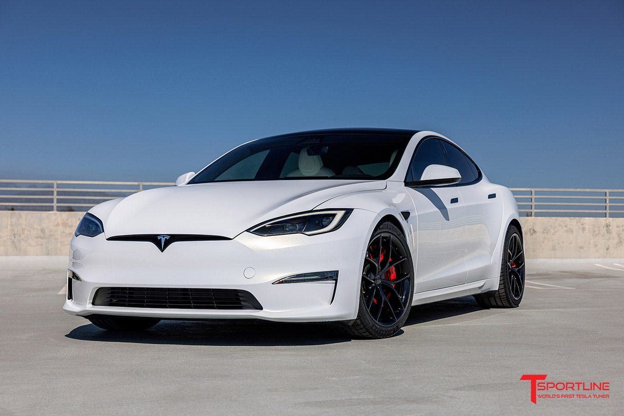 TMaxx Diamond White PPF Tesla Model S with Factory Track Package and Paint Protection Film by T Sportline