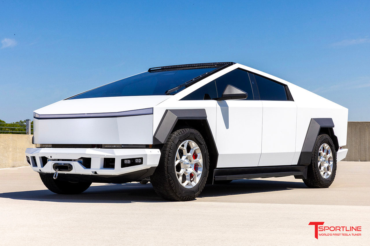 TMaxx Gloss Hyper White Tesla Cybertruck with CTX Extreme Bumpers and 20" CT7 Wheels