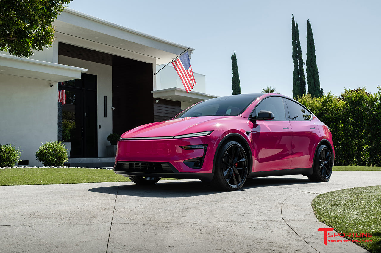 TMaxx Gloss Ruby Stone Tesla Model Y Juniper with 21" TSS Wheels