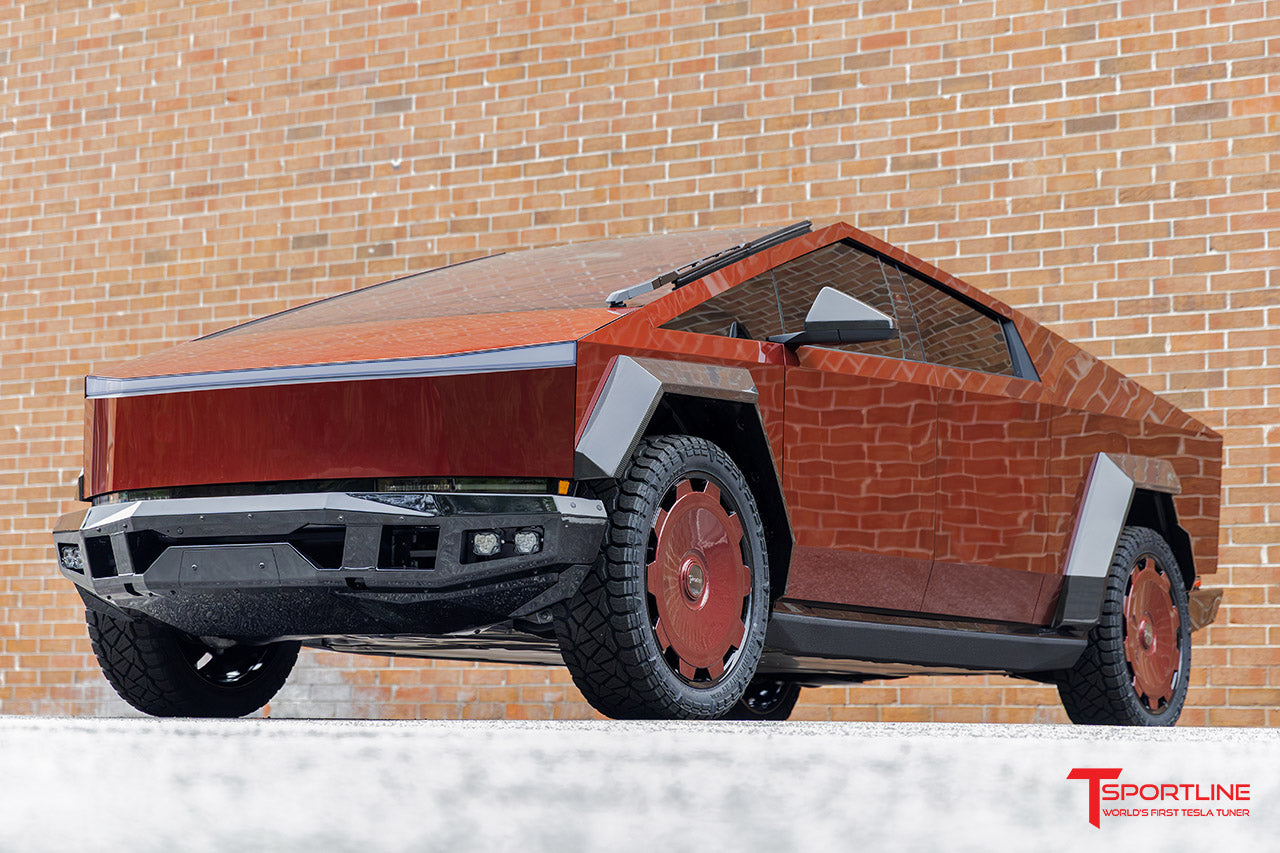 TMaxx Metallic Mars Red Tesla Cybertruck with 24" TCM Wheels and CTX Bumpers