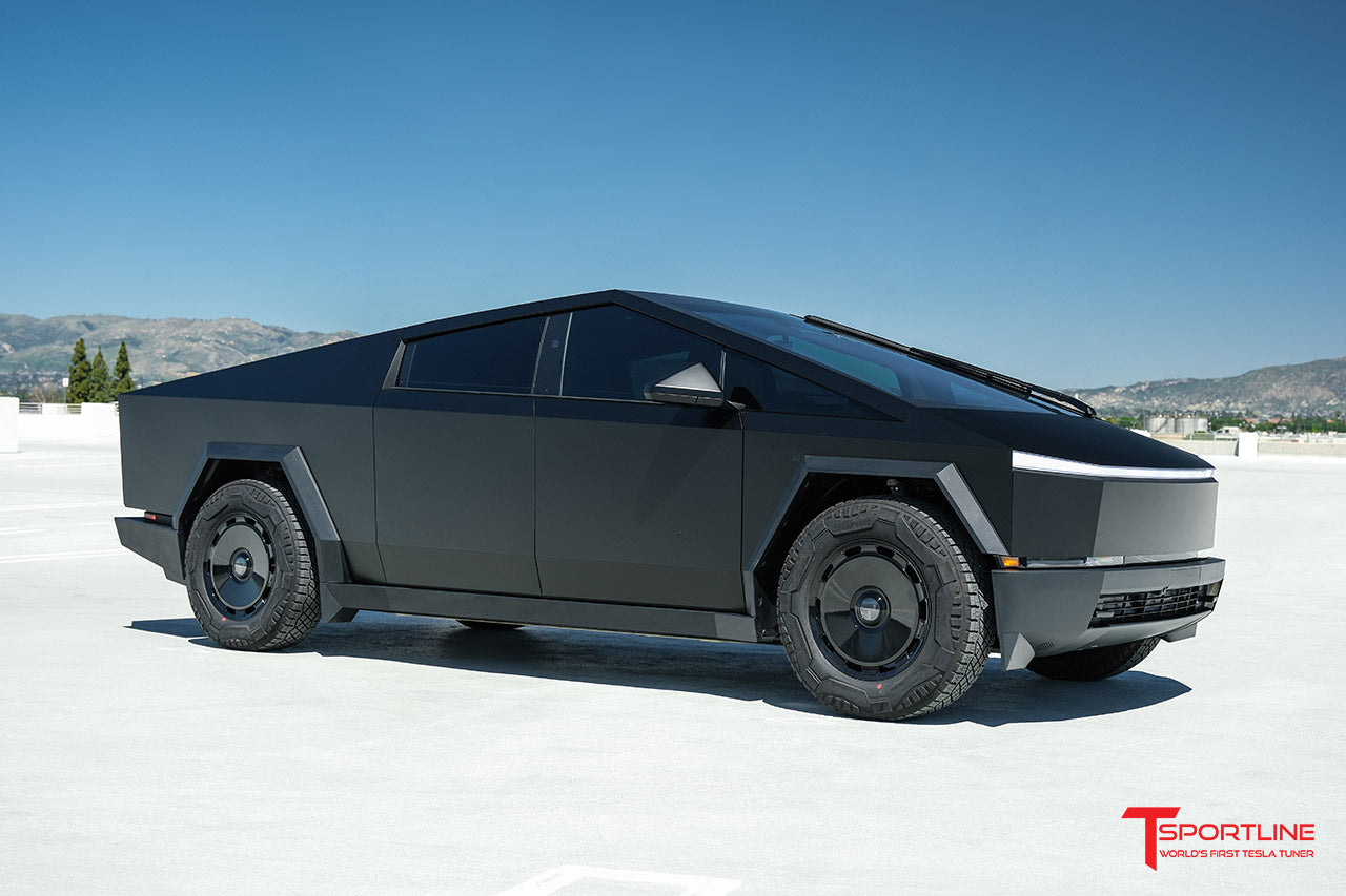 Tmaxx PPF Satin Black Tesla Cybertruck with Gloss Black 20" CTM Forged Wheel