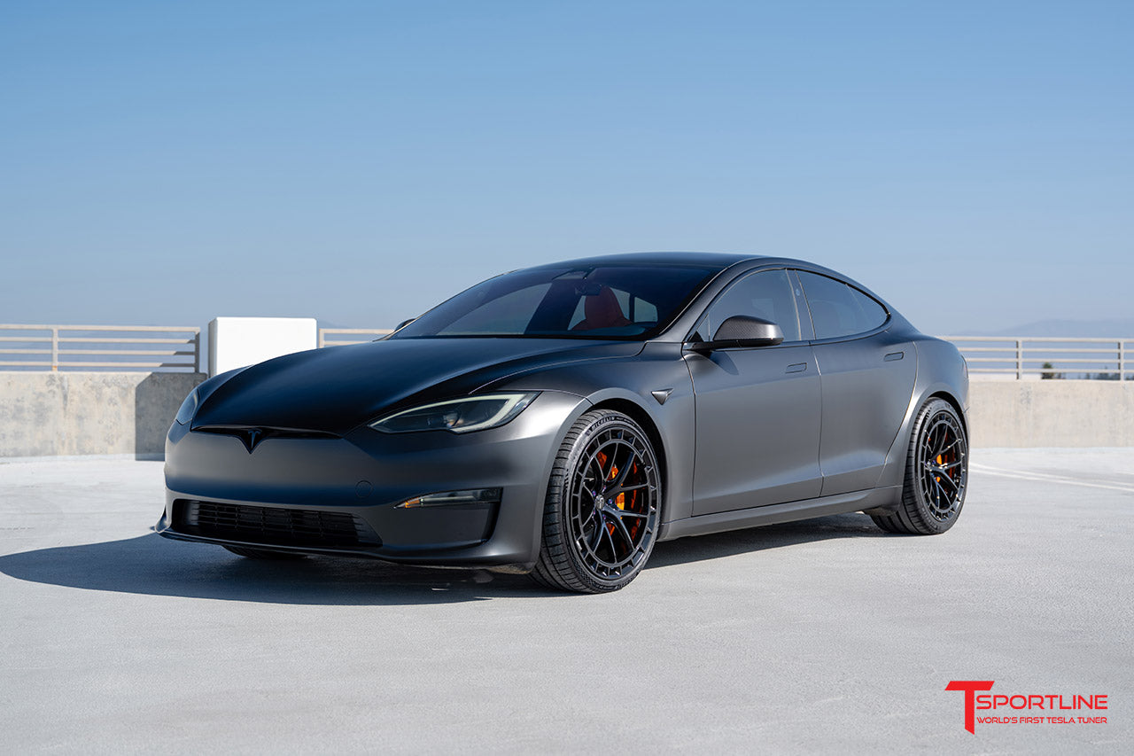 TMaxx Satin Black Tesla Model S with Lamborghini Orange Interior