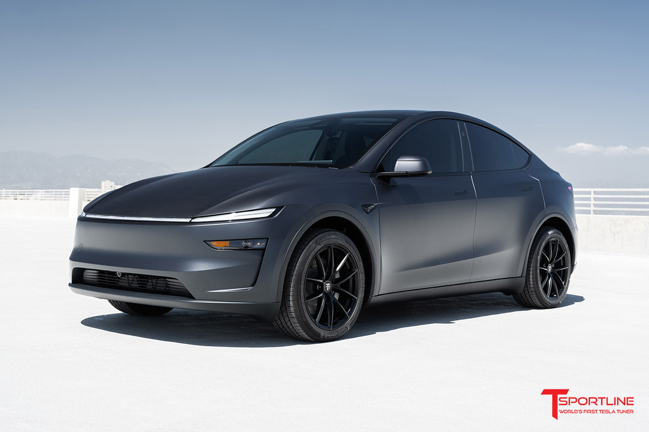 TMaxx Satin Clear Midnight Silver Metallic Tesla Model Y Juniper with 19" TSF Wheels