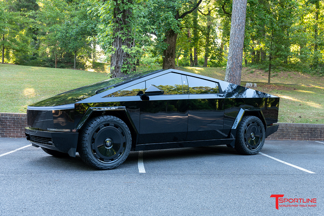 TMaxx Triple Gloss Black PPF Cybertruck with 24" CTM Wheels and Custom Ferrari Black Interior Upgrade