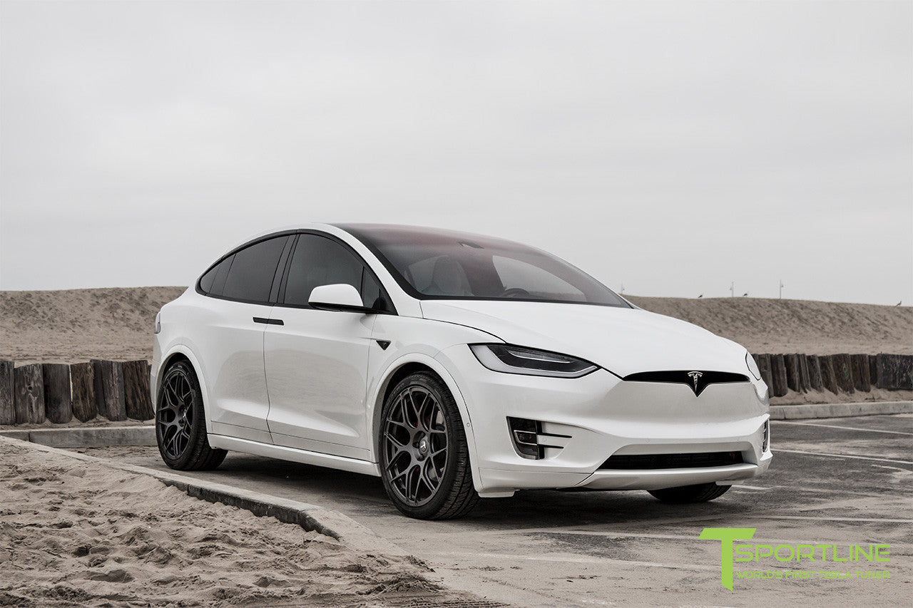 Pearl White Tesla Model X with Matte Grey 22 inch MX117 Forged Wheels 