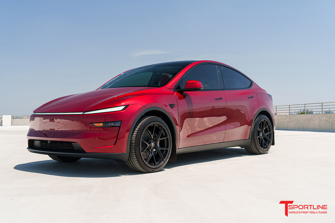 Ultra Red Tesla Model Y Juniper with Red Diamond Quilt Leather Interior