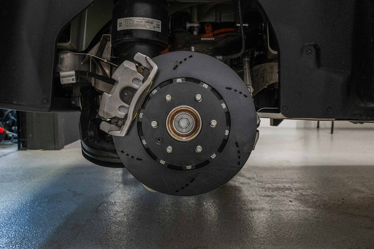 Tesla Cybertruck Lightweight Two-Piece High Performance Slotted &amp; Cross Drilled Brake Rotors