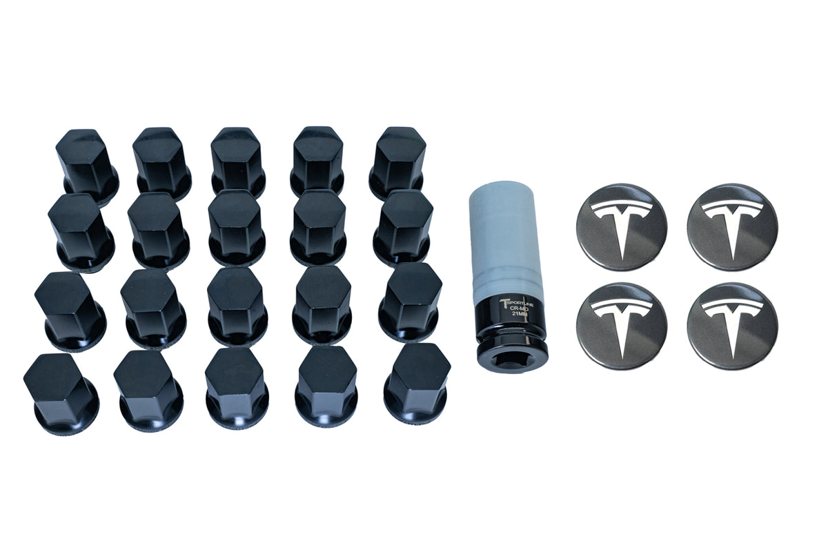 Tesla Model X Factory Center Cap Set and Wheel Lug Nut Cover Set