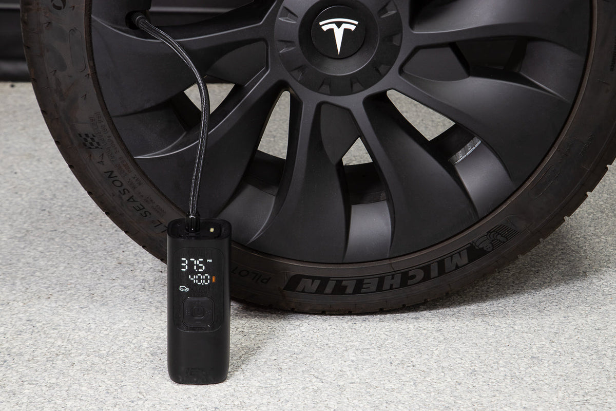 Tesla Winter Tire Package Special: Free AMaxx Tesla Digital Tire Inflator Cordless Portable Air Pump &amp; Tesla Wheel Tire Totes Bundle