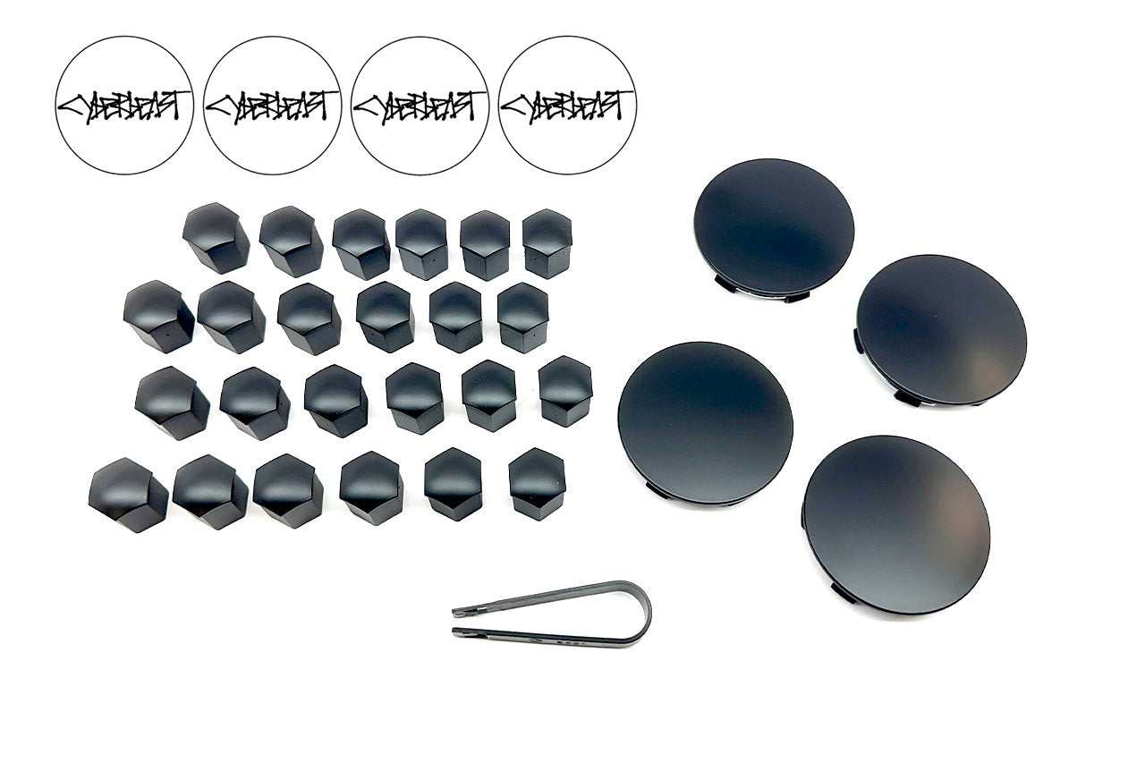 Tesla Cybertruck Aero Cover Wheel Removed Center Cap and Wheel Lug Nut Cover Set