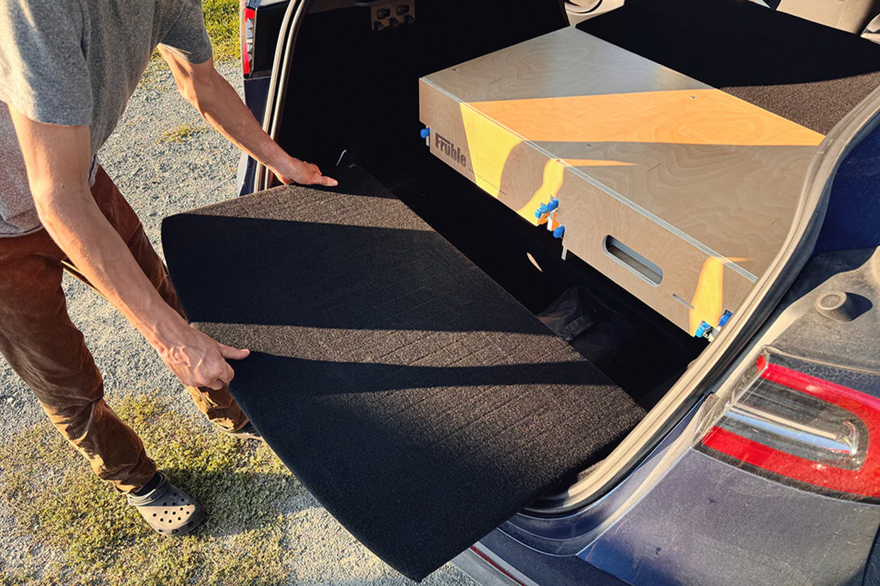 Modular Camp Kitchen, Sleep / Bedding Platform and Storage Drawer System for Tesla Model Y