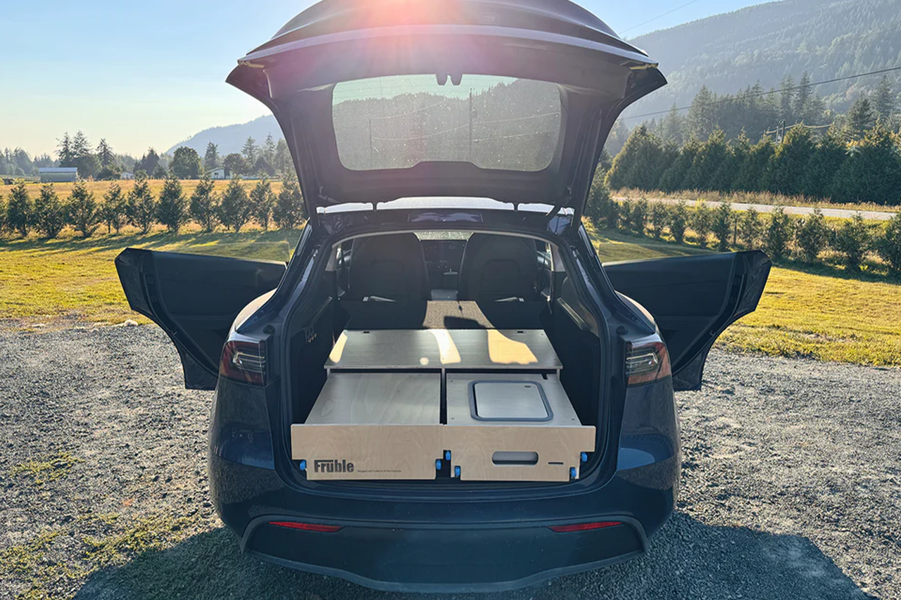 Modular Camp Kitchen, Sleep / Bedding Platform and Storage Drawer System for Tesla Model Y