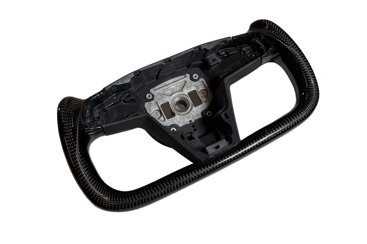 Model S / X Plaid &amp; Long Range Carbon Fiber Yoke Steering Wheel 2021-2023