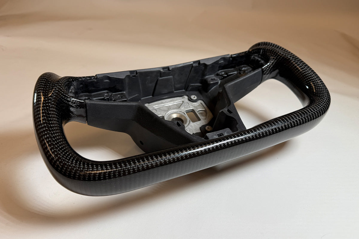 Model S / X Plaid &amp; Long Range Carbon Fiber Yoke Steering Wheel 2021-2023