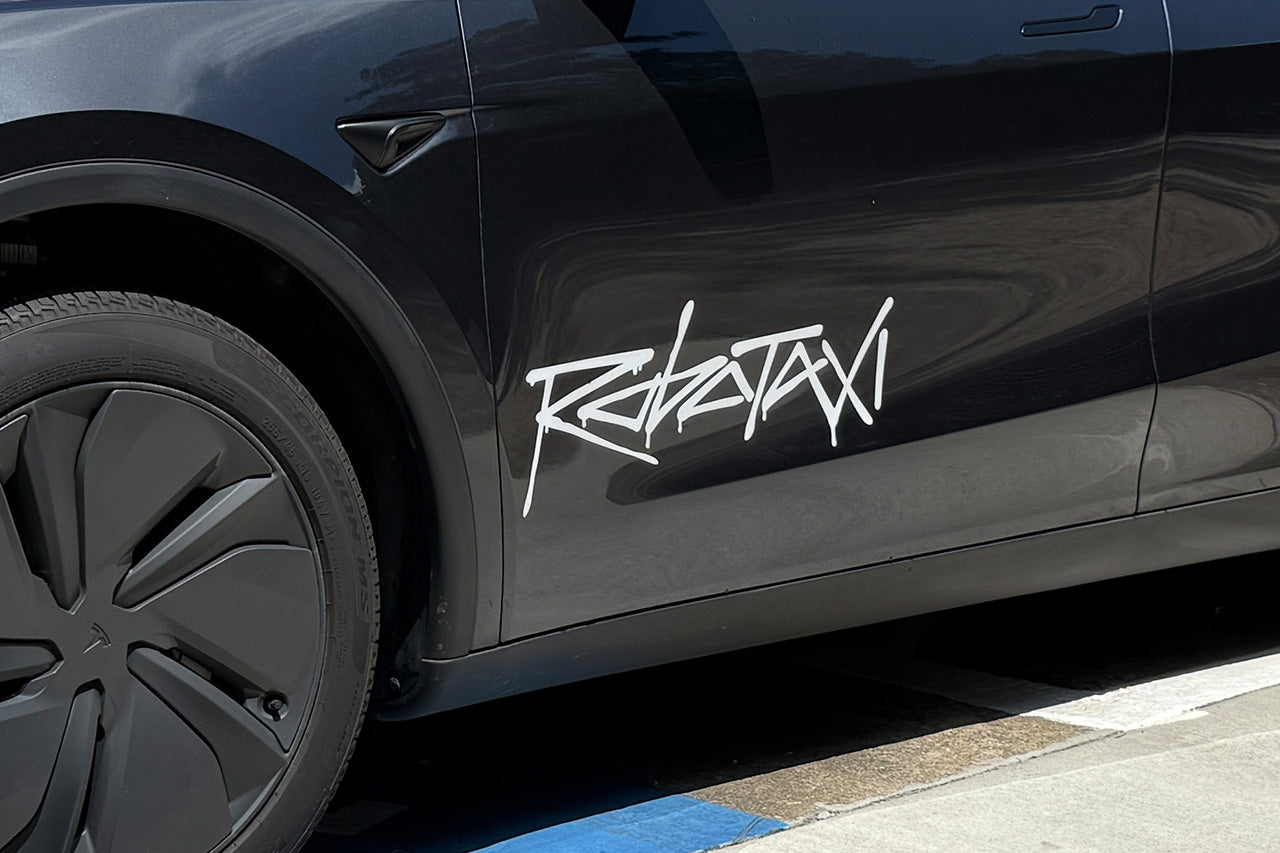Tesla Robotaxi Door & Bumper Decal Set (Set of 4 Vinyl Emblems)