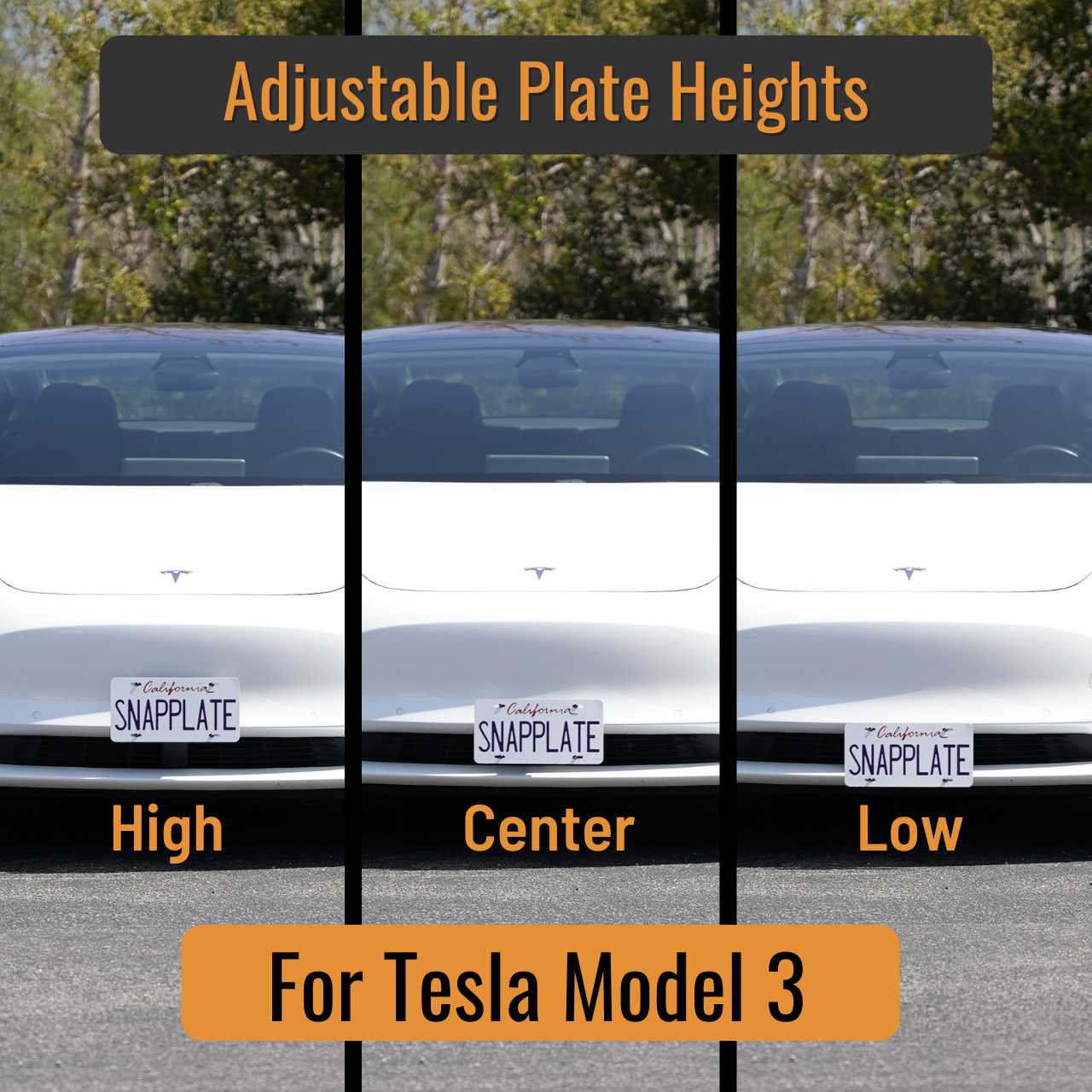Tesla Model 3 SnapPlate Front License Plate Holder
